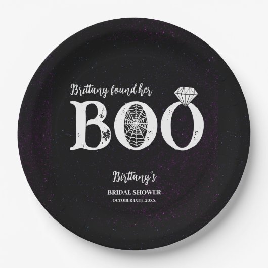 Sie fand ihr schwarzes Halloween-Brautparty Pappteller (Vorderseite)