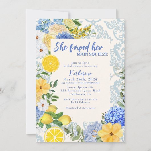 Sie fand ihr wichtigstes Zitronenmeer-Brautparty Einladung (Vorderseite)