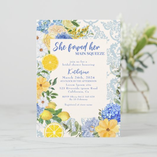 Sie fand ihr wichtigstes Zitronenmeer-Brautparty Einladung (Stehend Vorderseite)