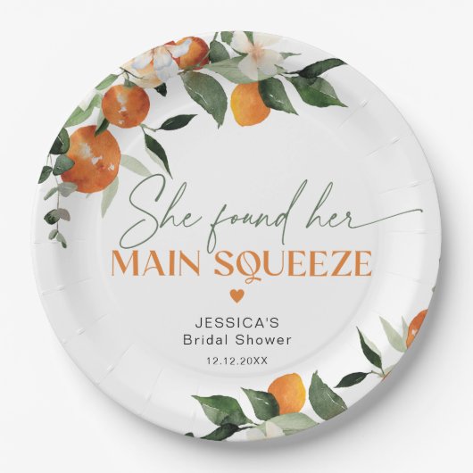 Sie fand ihr wichtigstes Zitrusfrüchte-Brautparty Pappteller (Vorderseite)