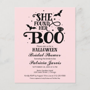 Sie fand ihre Boo-Braut- Shower-Budget-Einladungen