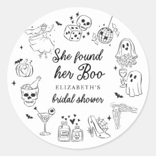 Sie fand ihre Boo-Geister-Blumen-Bridal-Shower Runder Aufkleber
