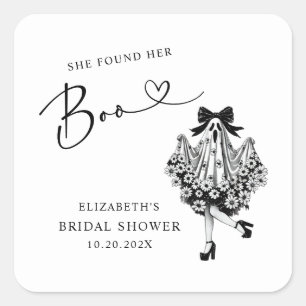 Sie fand ihre Boo-Geister-Blumen-Hochzeitsdusche Quadratischer Aufkleber