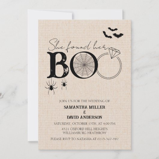 Sie fand ihre Boo-Rustikale Hochzeit Einladung (Vorderseite)