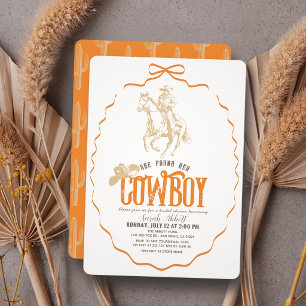 Sie fand ihre Cowboy Orange Bow Brautparty Einladung