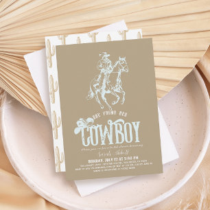 Sie fand ihre Cowboy Sand-Beige-Brautparty Einladung