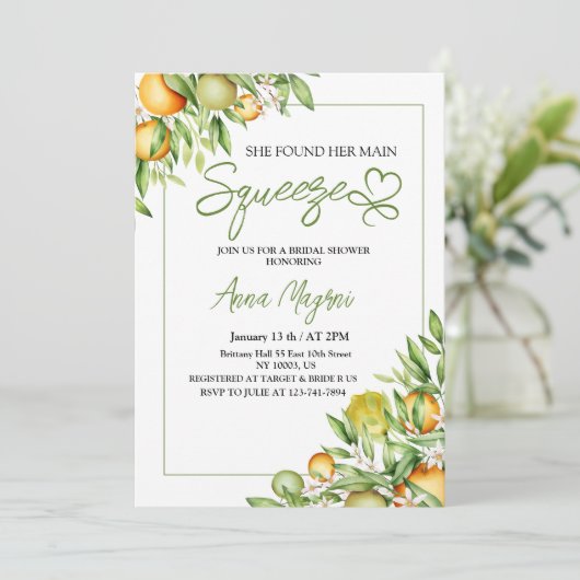 Sie fand ihre Haupt-Squeeze-Brautparty-Grünflächen Einladung (Stehend Vorderseite)