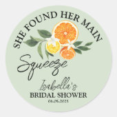 Sie fand ihre Haupt-Squeeze-Brautparty-Grünflächen Runder Aufkleber (Vorderseite)