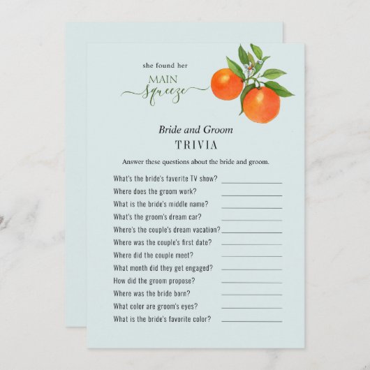 Sie fand ihre Haupt-Squeeze Dusche Trivia Spiele Einladung (Vorne/Hinten)