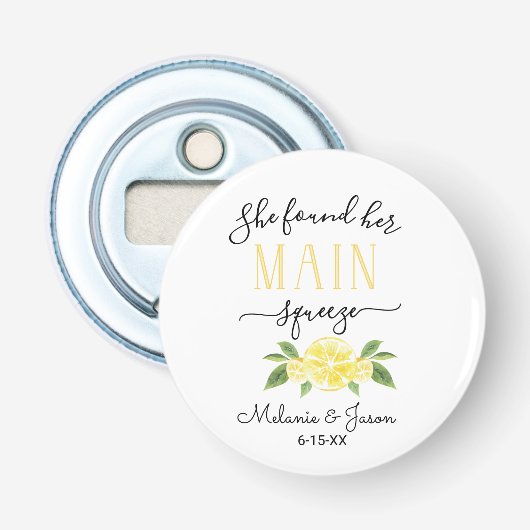 Sie fand ihre Hauptpresse Lemon Wedding Pillow Co Flaschenöffner (Vorderseite)