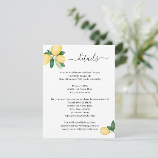 Sie fand ihre Hauptpresse-Zitronen-Beipackkarte Einladung (Stehend Vorderseite)