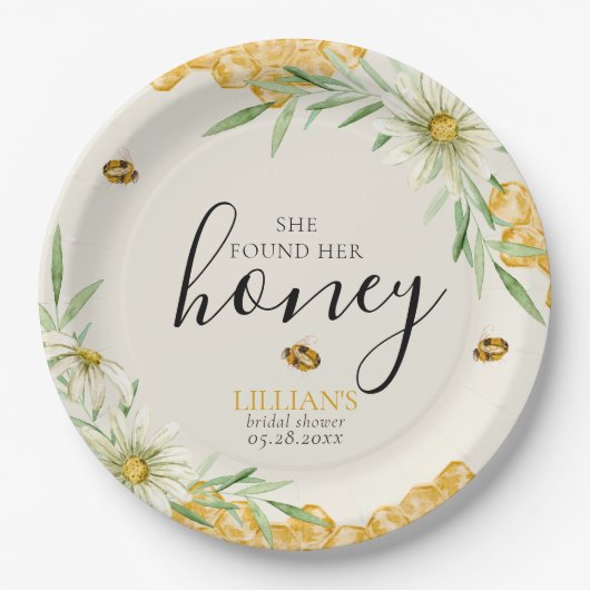 Sie fand ihre Honig-Daisy-Blumen-Biene-Junggeselli Pappteller (Vorderseite)