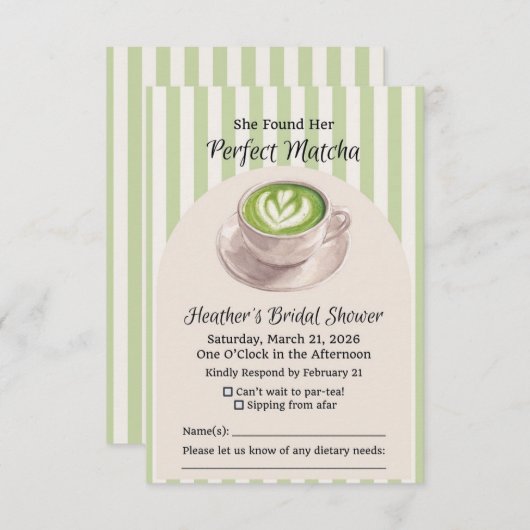 Sie fand ihre perfekte Matcha-Antwortkarte RSVP Karte (Vorne/Hinten)