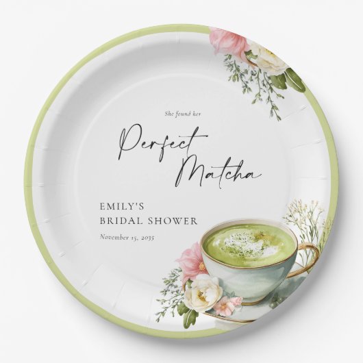 Sie fand ihre perfekte Matcha-Brautparty Pappteller (Vorderseite)