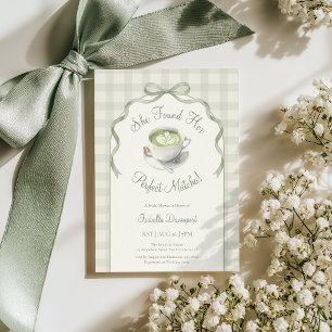 Sie fand ihre perfekte Matcha-Gingham-Hochzeitsdus Einladung
