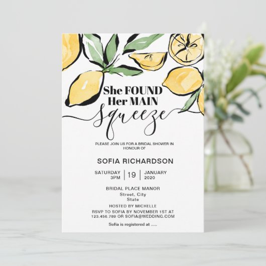 Sie fand ihre wichtigste Zitrone BOHO SUMMER Einladung (Stehend Vorderseite)