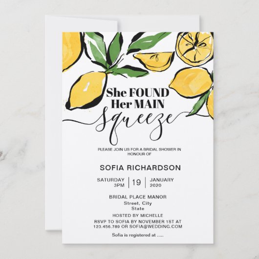 Sie fand ihre wichtigste Zitrone BOHO SUMMER Invit Einladung (Vorderseite)