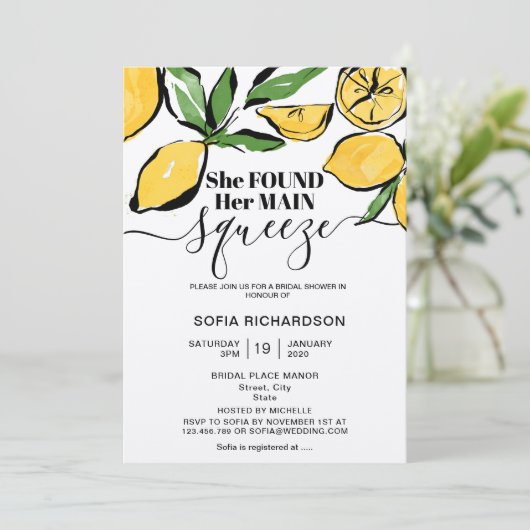 Sie fand ihre wichtigste Zitrone BOHO SUMMER Invit Einladung (Stehend Vorderseite)