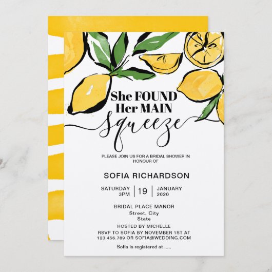 Sie fand ihre wichtigste Zitrone BOHO SUMMER Invit Einladung (Vorne/Hinten)
