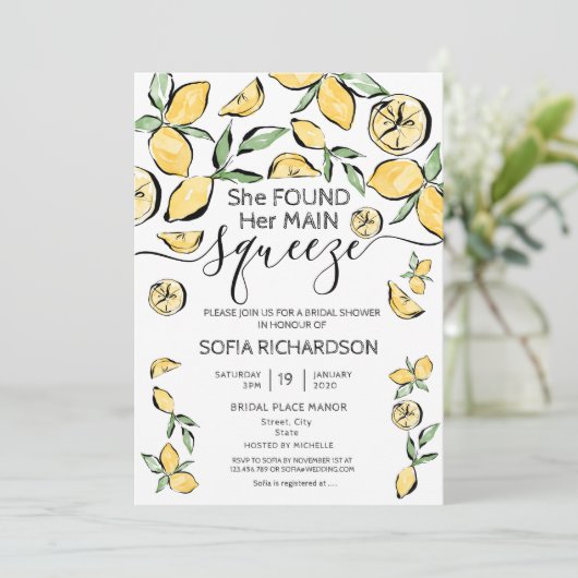 Sie fand ihre wichtigste Zitrone BOHO SUMMER Invit Einladung (Stehend Vorderseite)