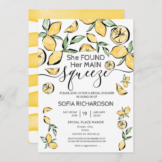Sie fand ihre wichtigste Zitrone BOHO SUMMER Invit Einladung (Vorne/Hinten)