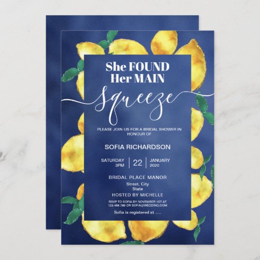 Sie fand ihre wichtigste Zitrone BOHO SUMMER Invit Einladung (Vorne/Hinten)