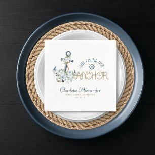 Sie fand ihren Anker - Nautische Bridal Shower Serviette