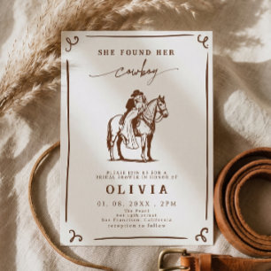 Sie fand ihren Cowboy Western gestreiften Junggese Einladung