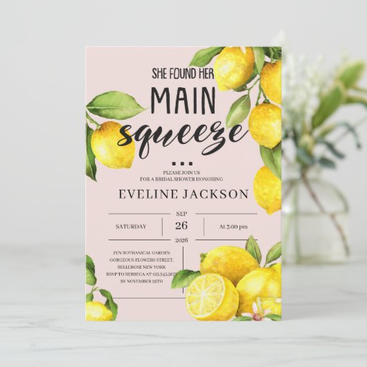 Sie fand ihren Haupt-Squeeze Zitrusfrüchte Sommer Einladung (Stehend Vorderseite)