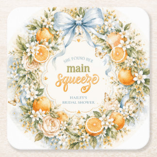 Sie fand ihren Hauptbräutigam Orange Blossom Hochz Rechteckiger Pappuntersetzer