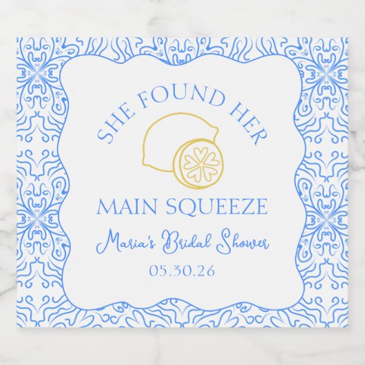 "Sie fand ihren Hauptquetsch" Lemon Brautparty Schaumweinetikett (Einzelnes Label)