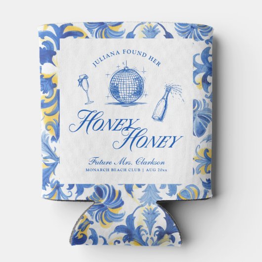 Sie fand ihren Honey Honey Blue Greece Bachelorett Dosenkühler (Rückseite)