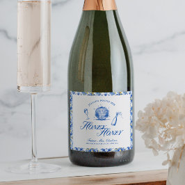 Sie fand ihren Honey Honey Blue Greece Bachelorett Schaumweinetikett