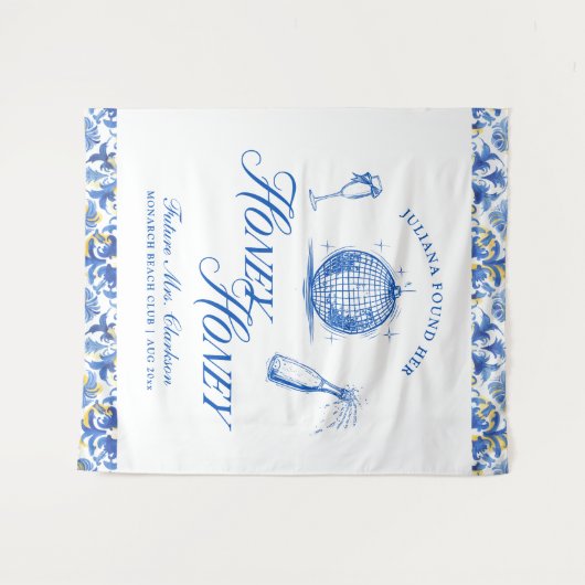 Sie fand ihren Honey Honey Blue Greece Bachelorett Wandteppich (Vorderseite (Horizontal))