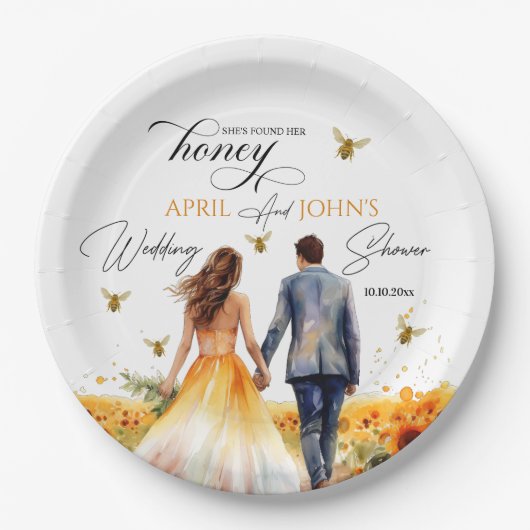 Sie fand ihren Honey-Polterabend Pappteller (Vorderseite)