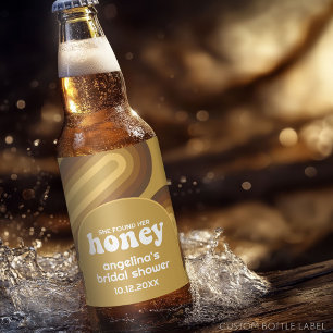 Sie fand ihren Honig - Retro-Streifen-Junggesellin Bierflaschenetikett