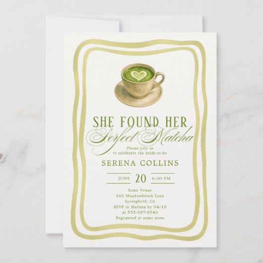 Sie fand ihren perfekten Matcha-Brautparty-Einladu Einladung (Vorderseite)