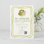 Sie fand ihren perfekten Matcha Brautparty QR Code Einladung (Stehend Vorderseite)