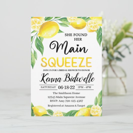 Sie fand ihren wichtigsten Squeeze Brautparty Einl Einladung (Stehend Vorderseite)