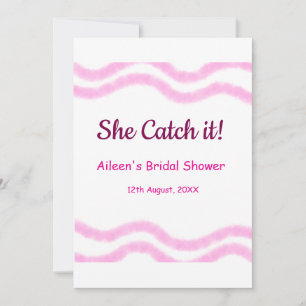 Sie fängt es rosa Spirale Wasserfarblinien Braut-  Einladung