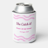 Sie fängt es rosa Spiralfarbenlinien bridal Dosenkühler (Kanne Rückseite)