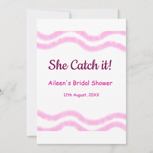 Sie fängt es rosa Spiralfarbenlinien bridal Einladung (Vorderseite)