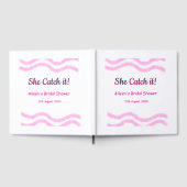 Sie fängt es rosa Spiralfarbenlinien bridal Gästebuch (Voll)