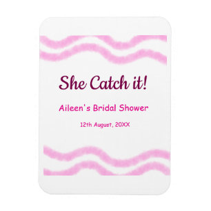 Sie fängt es rosa Spiralfarbenlinien bridal Magnet