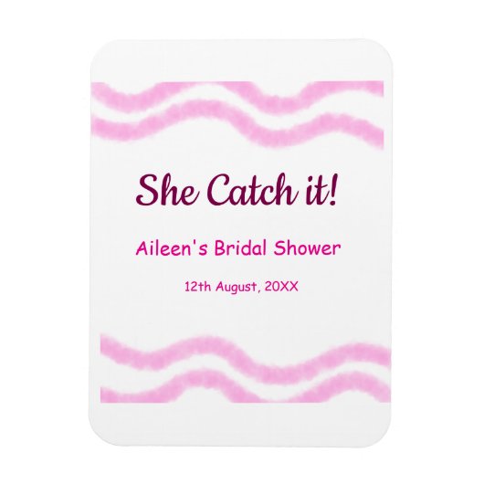 Sie fängt es rosa Spiralfarbenlinien bridal Magnet (Vertikal)