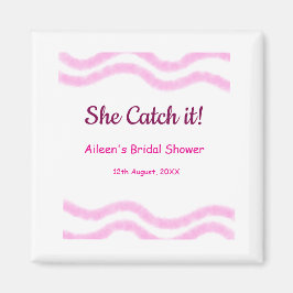 Sie fängt es rosa Spiralfarbenlinien bridal Magnet