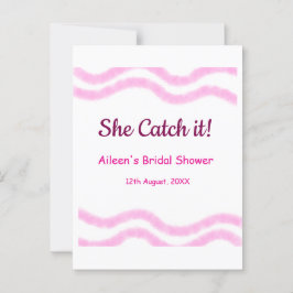 Sie fängt es rosa Spiralfarbenlinien bridal Postkarte