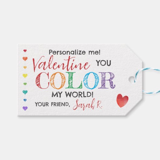 Sie färben meinen Valentinstift im Klassenzimmer Geschenkanhänger (Vorderseite (Horizontal))