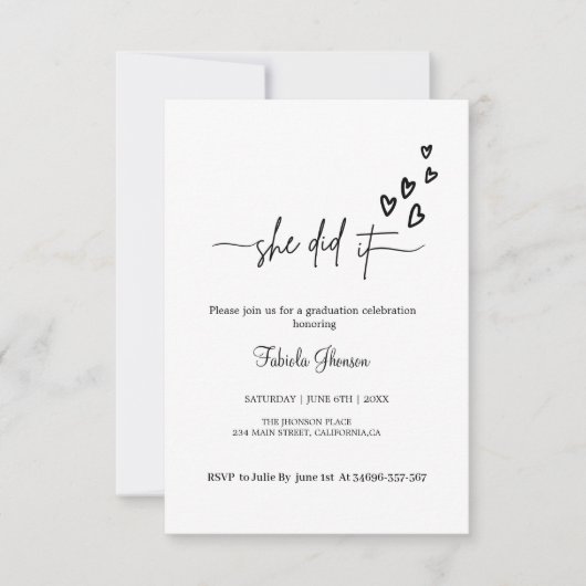 Sie feierte es mit einer einfachen Danksagung Einladung (Vorderseite)