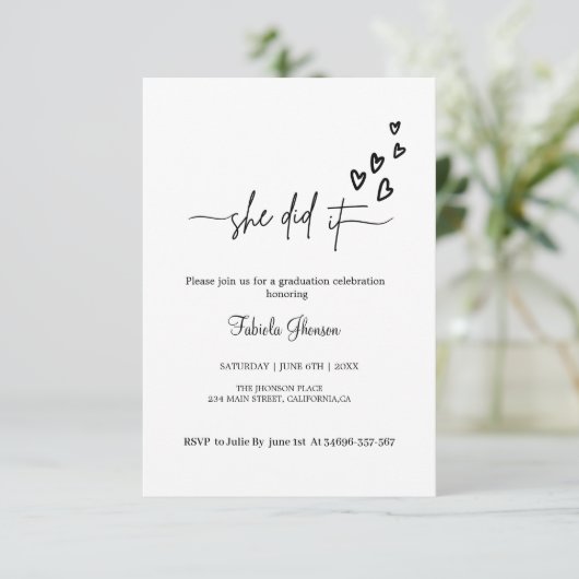 Sie feierte es mit einer einfachen Danksagung Einladung (Stehend Vorderseite)